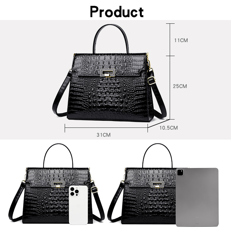 QPN2099 Sac à bandoulière de bureau quotidien avec fermeture à serrure carrée simple pour dames