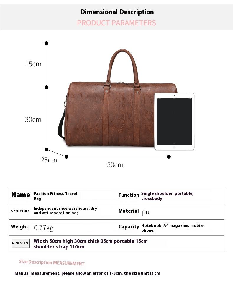 BED733 Sac de voyage unisexe minimaliste en PU grande capacité