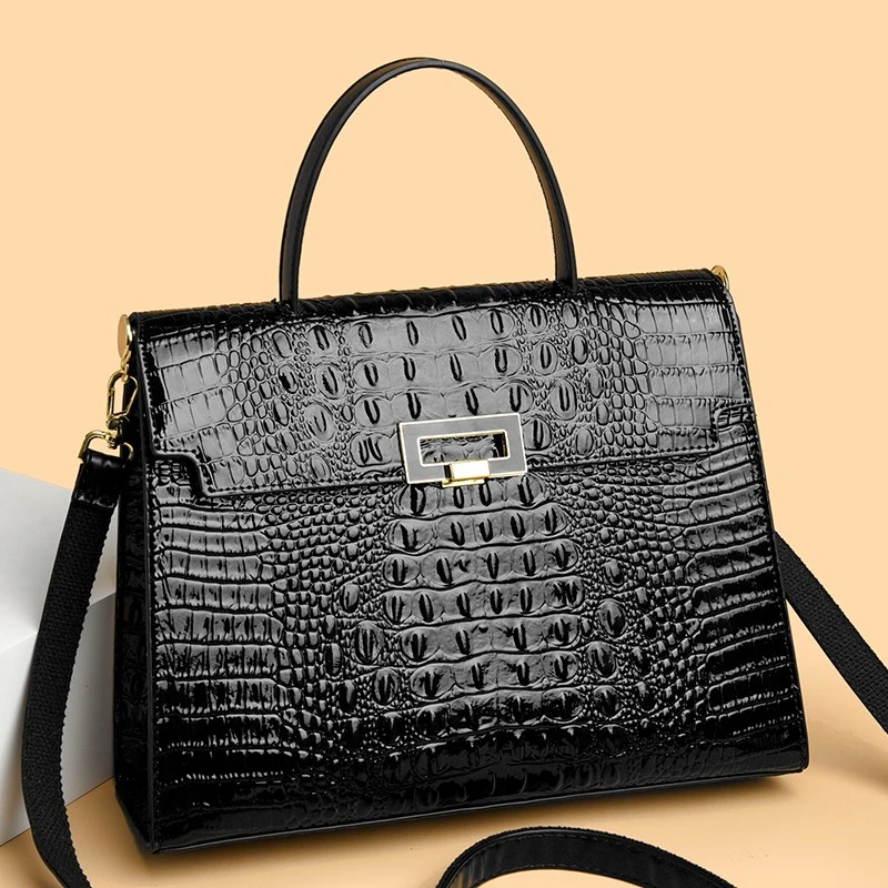 QPN2099 Sac &agrave; bandouli&egrave;re de bureau quotidien avec fermeture &agrave; serrure carr&eacute;e simple pour dames