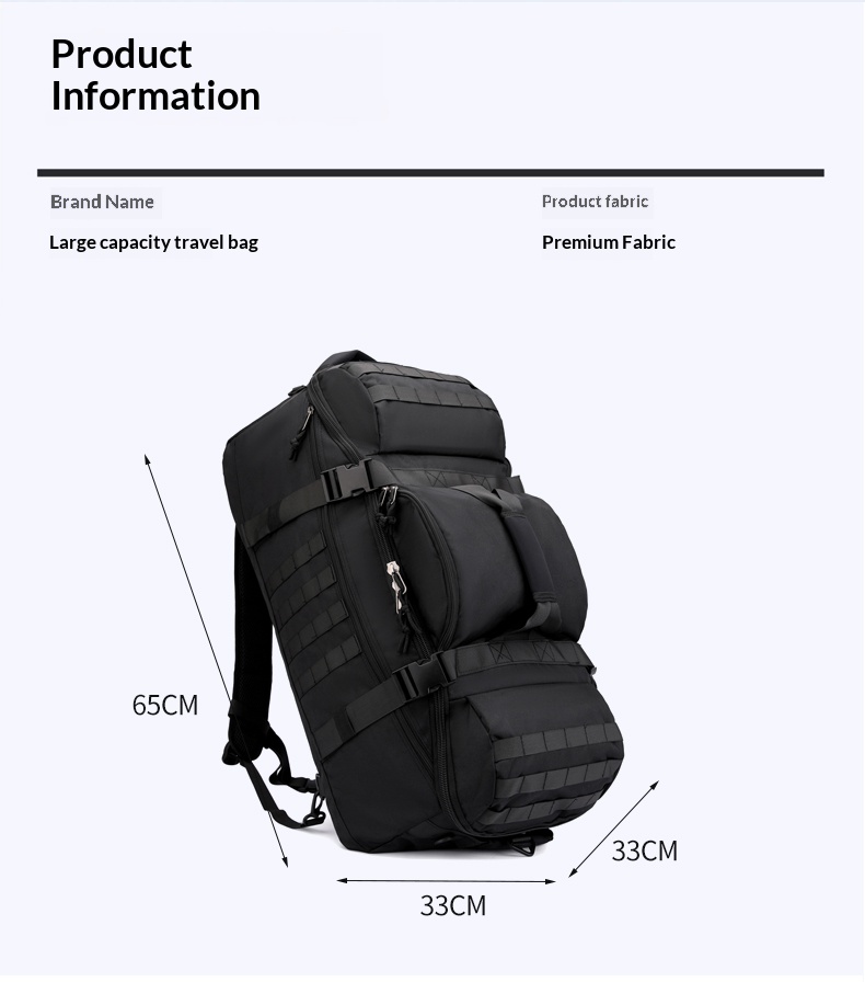 FLPN-6310 Sac à dos tactique 3 en 1 Sac de sport étanche Sac de voyage